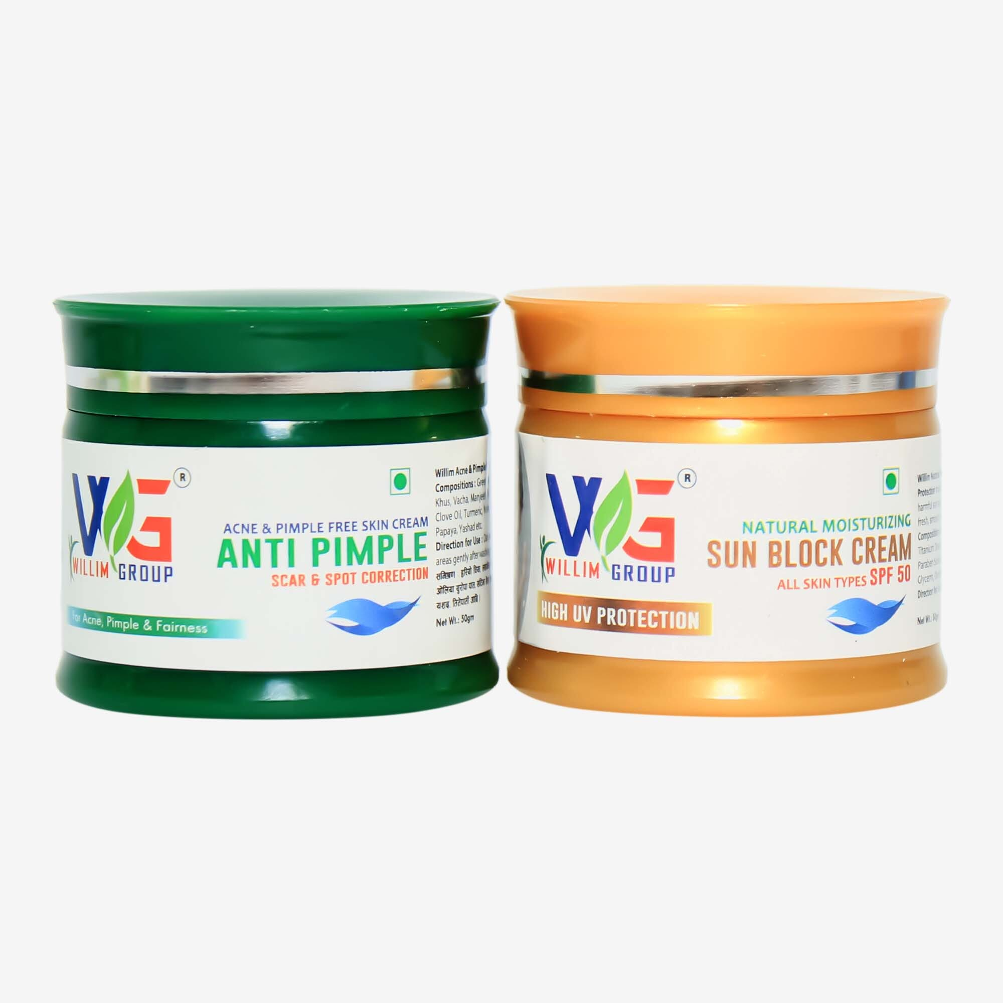 Willim Group Anti Pimple 50 Gm And Sun Block Cream 50 Gm Combo Pack
