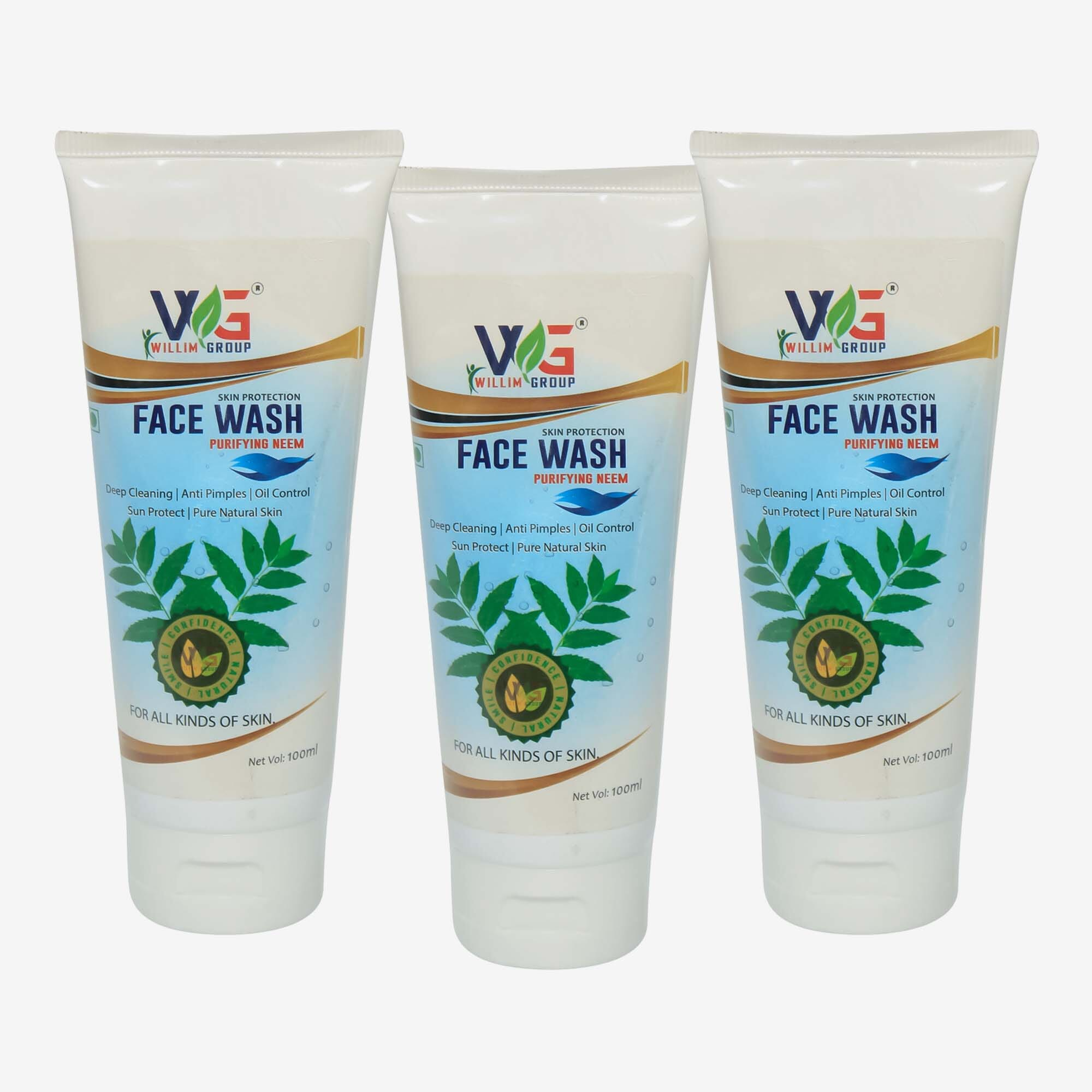 Set Of 3 Willim Group Skin Protection Face Wash Purifying Neem 100ml