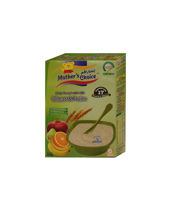 Mother's Choice Baby Wheat and Fruits Cereals with Milk 300 g in Box