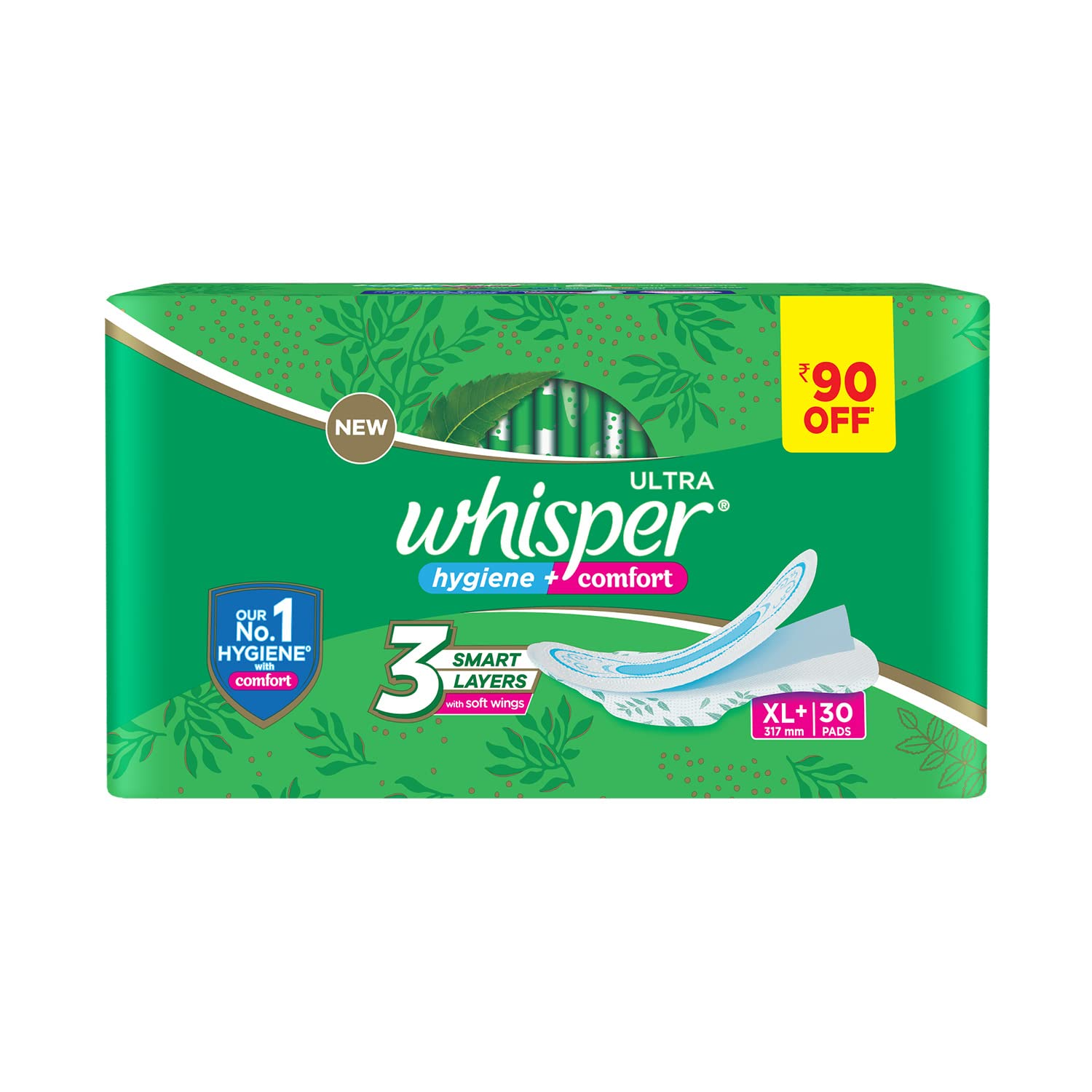 Whisper Ultra Clean Sanitary Pads XL+ 30 Napkins