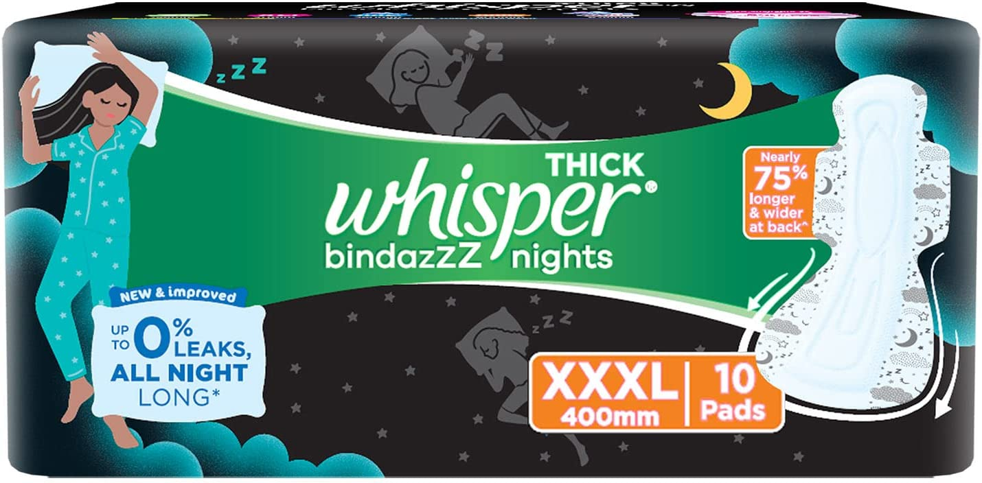 Whisper Ultra Nights Sanitary Pads XXXL Wings 10 Pieces Pack 