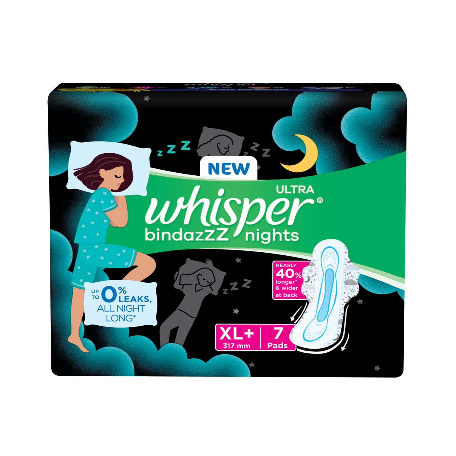 Whisper Ultra Night Sanitary Pads XL+ Wings-7s