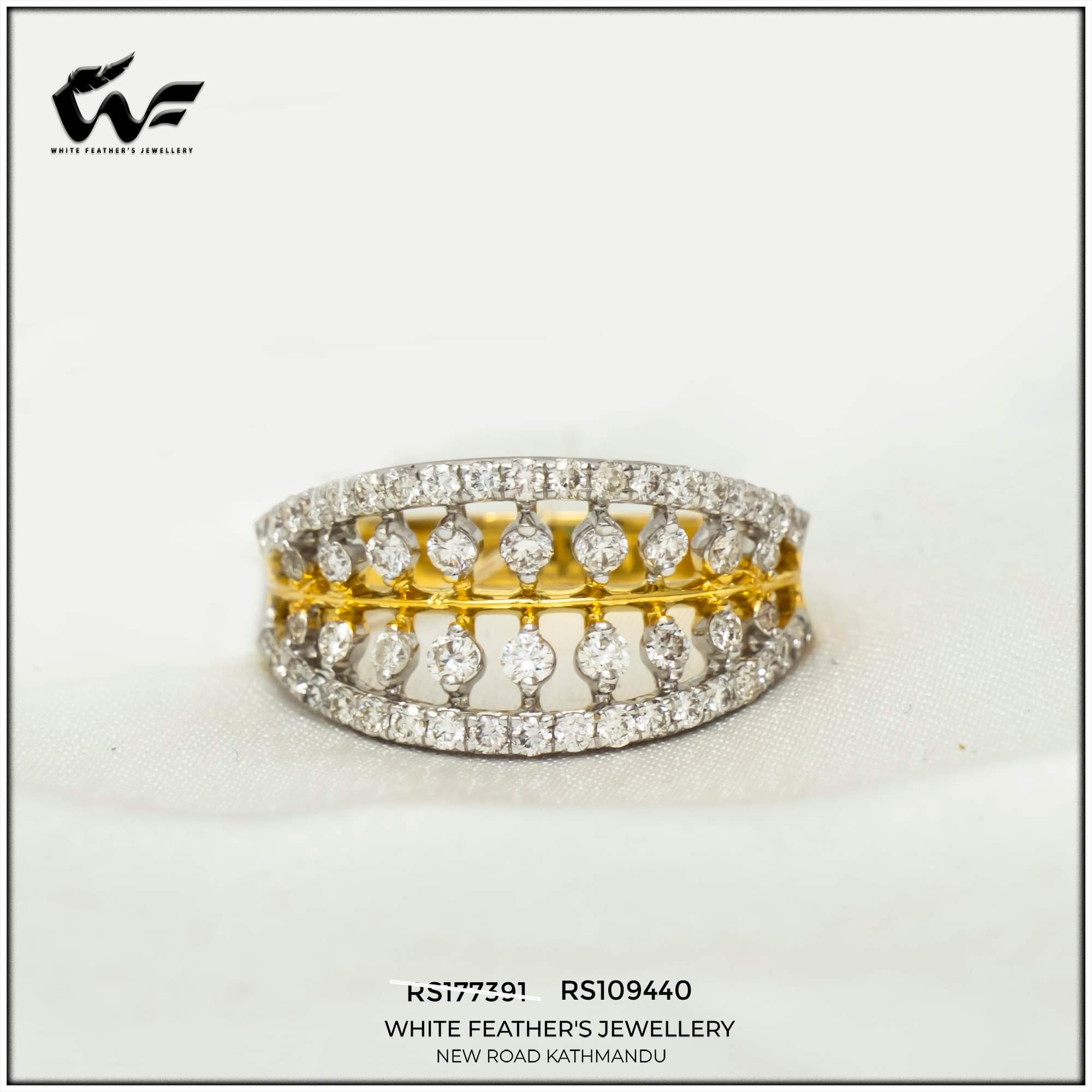 White Feathers Jewellery Channel Set Diamond Band Ring For Women