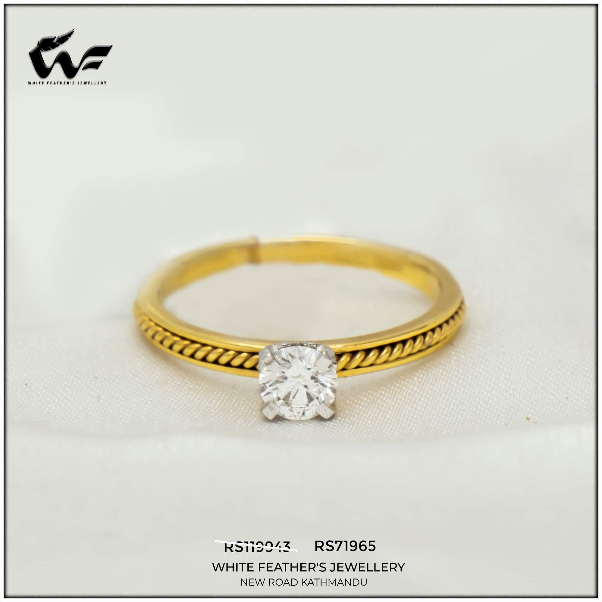 White Feathers Jewellery Clench Solitaired Orb Diamond Ring
