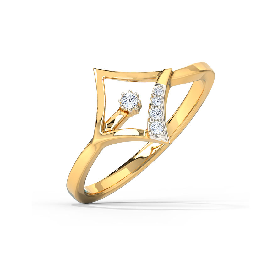 White Feathers Glinting Quad Diamond Ring for women