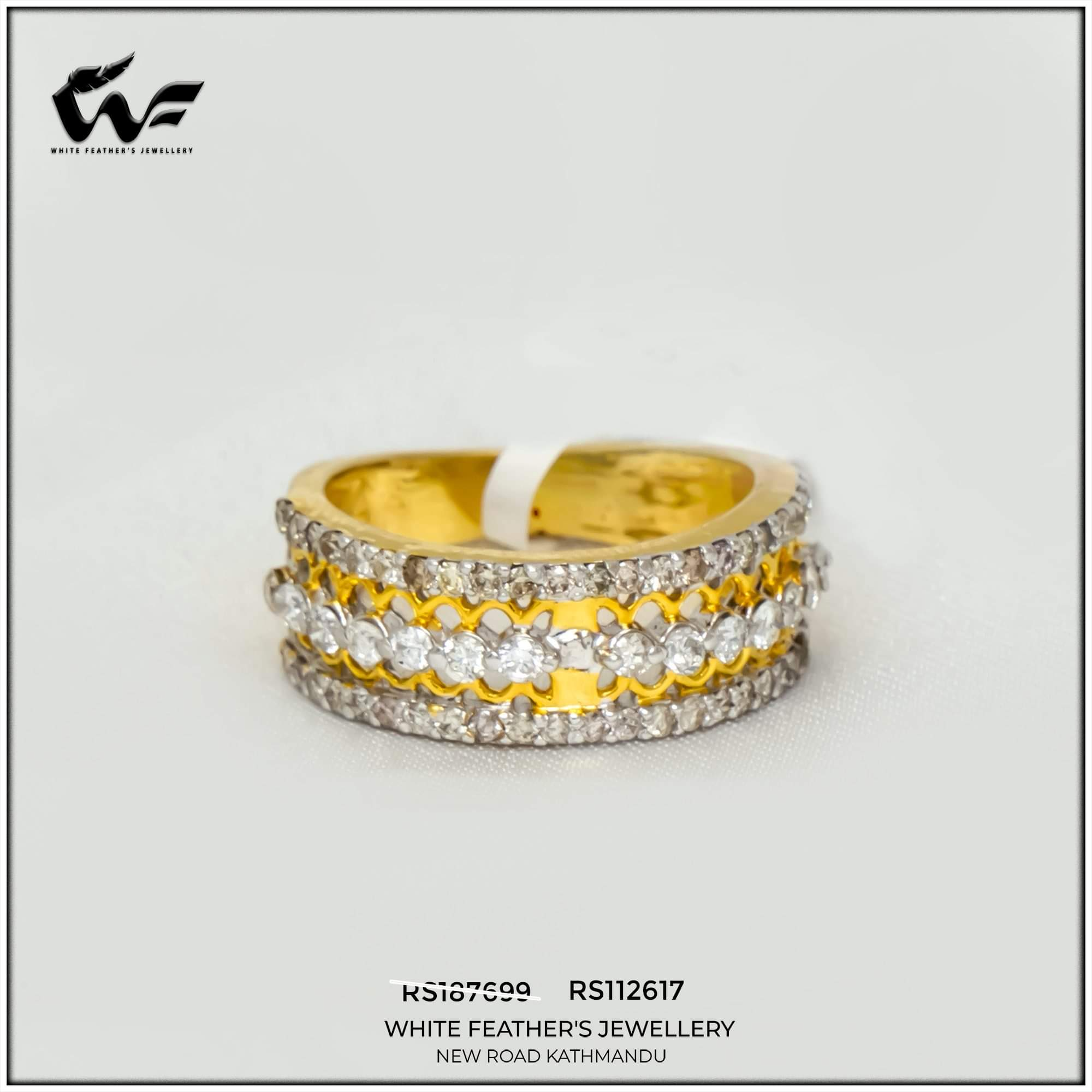 White Feathers Jewellery Eternity Diamond Band Ring for Women