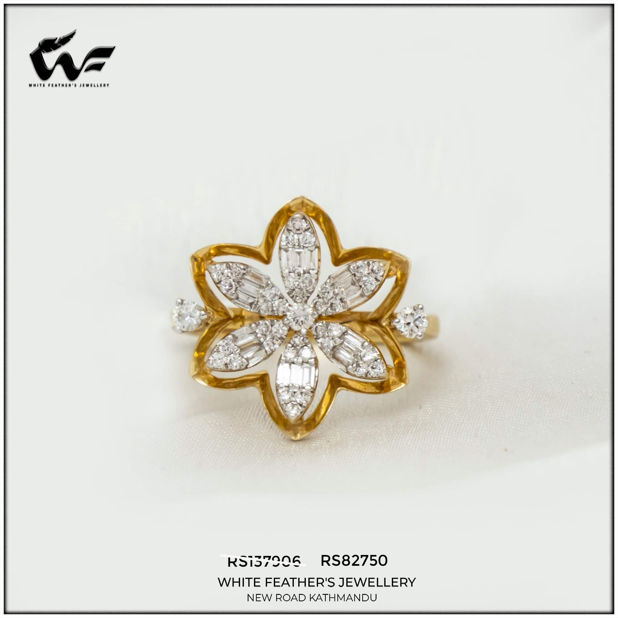 White Feathers Jewellery Fuscia Diamond Ring