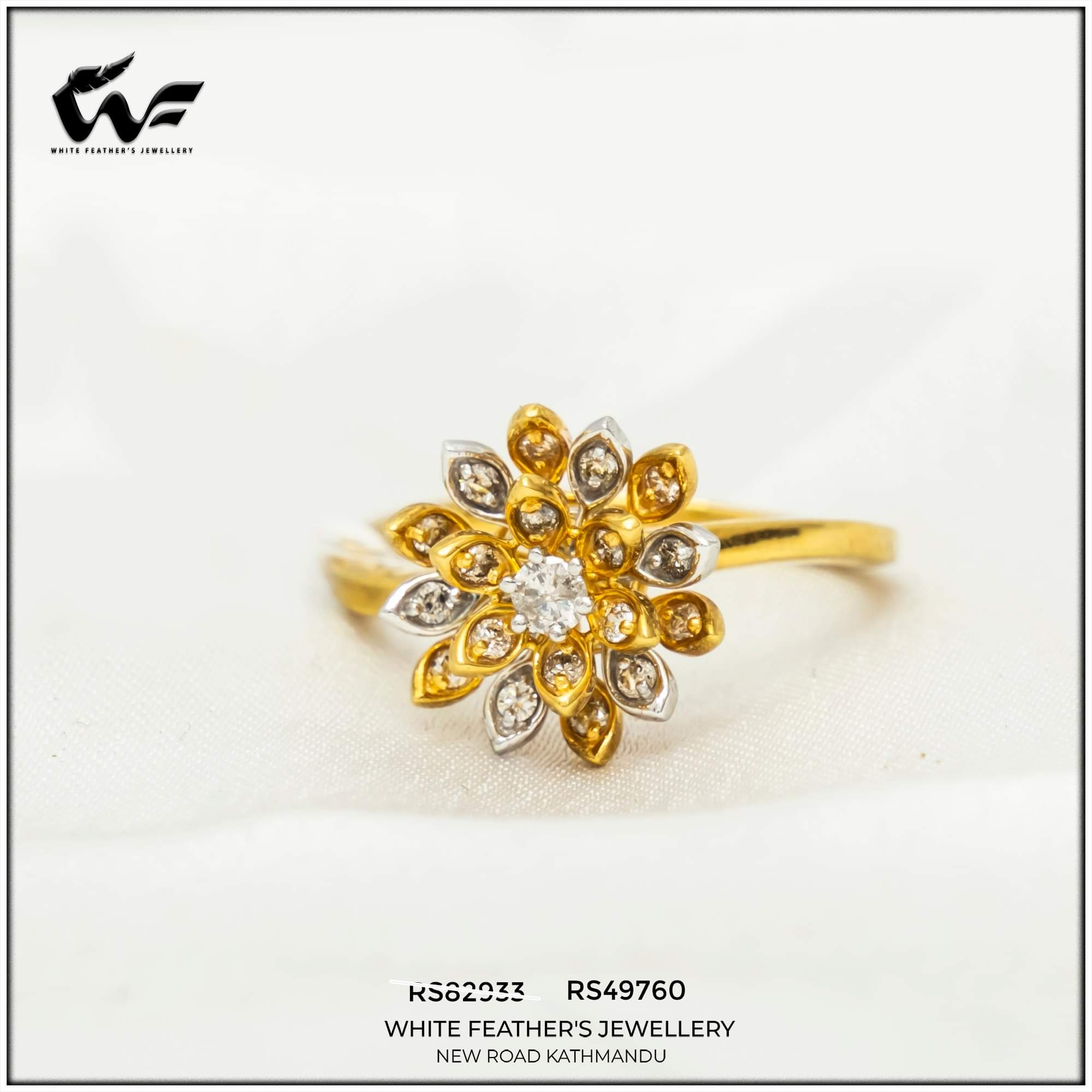 White Feathers Jewellery Marigold Clustered Diamond Ring For Women