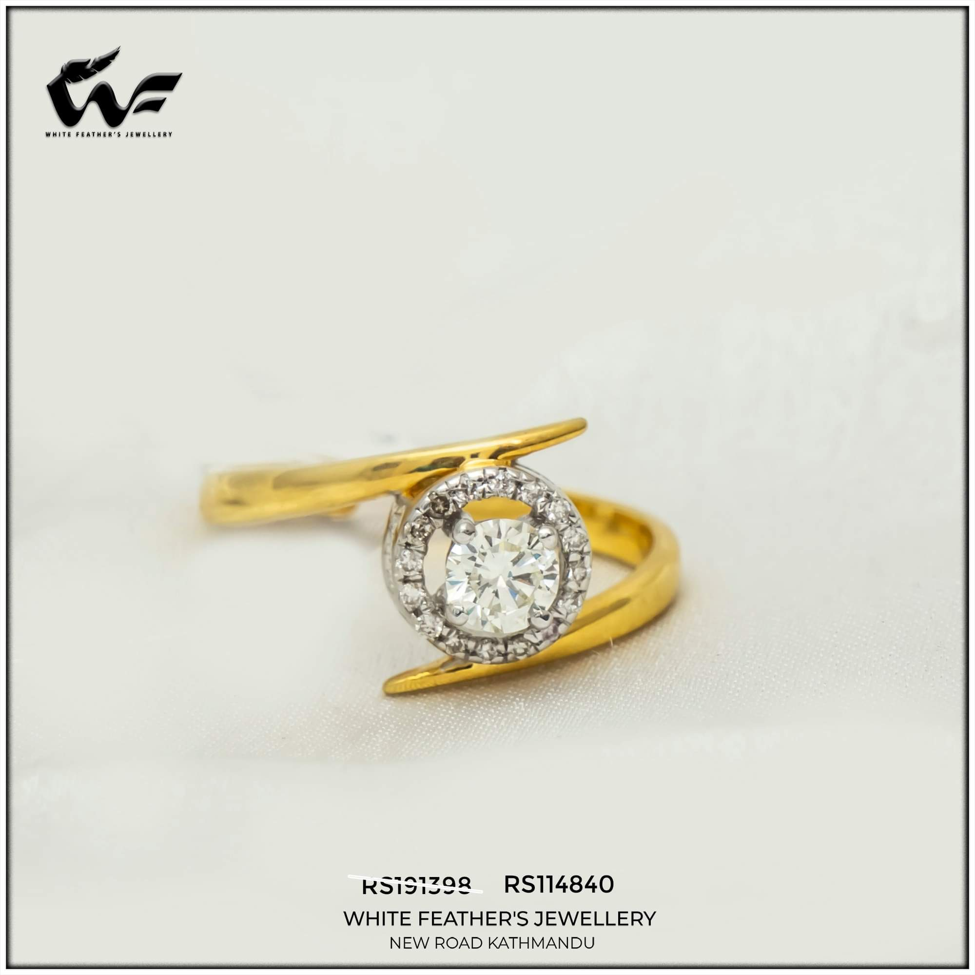 White Feathers Jewellery Solitaire Spiral Diamond Ring For Women