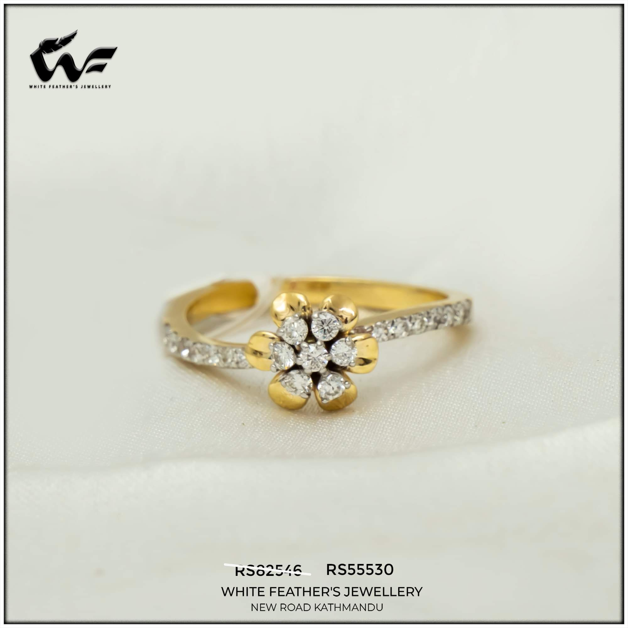 White Feathers Jewellery Unique Clustered Diamond Ring