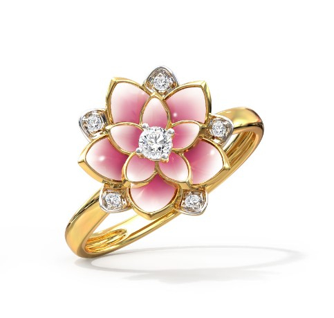 White Feather's Magnificent Lotus Diamond Ring For Women