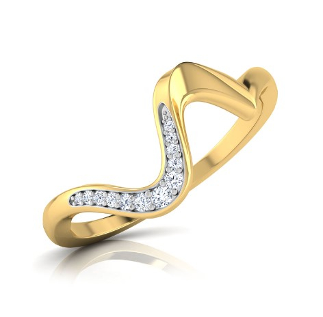 White feather's Sleek Wave Diamond Ring for Women