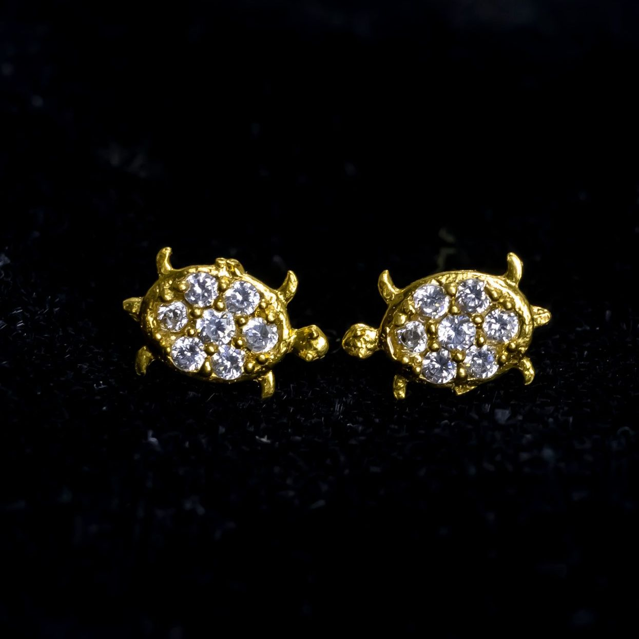 White Feathers 14KT Gold Eartop "14K007" for Women