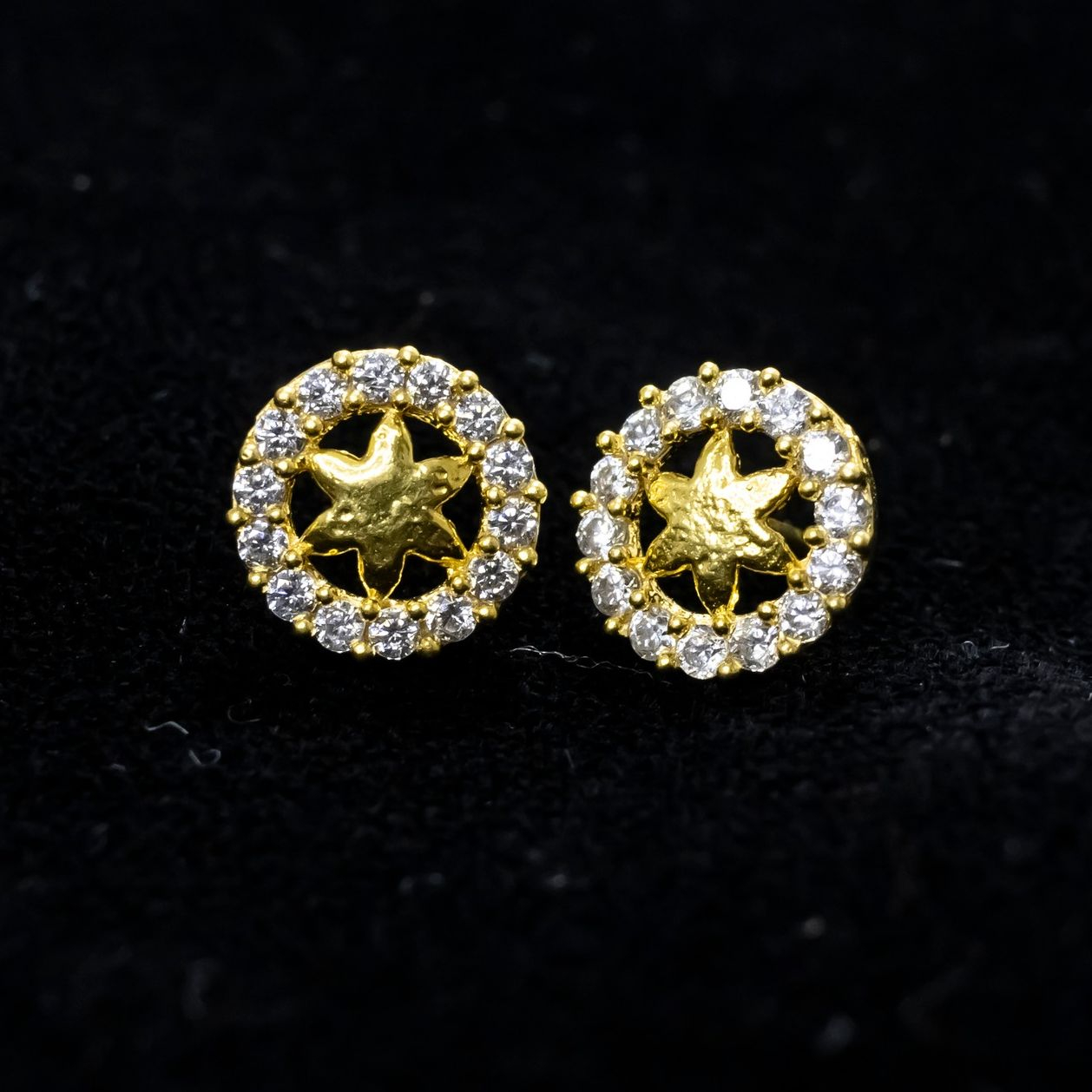 White Feathers 14KT Gold Eartop "14K001" For Women