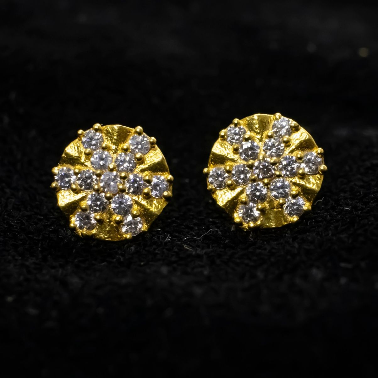 White Feathers 14KT Gold Eartop "14k003" for Women
