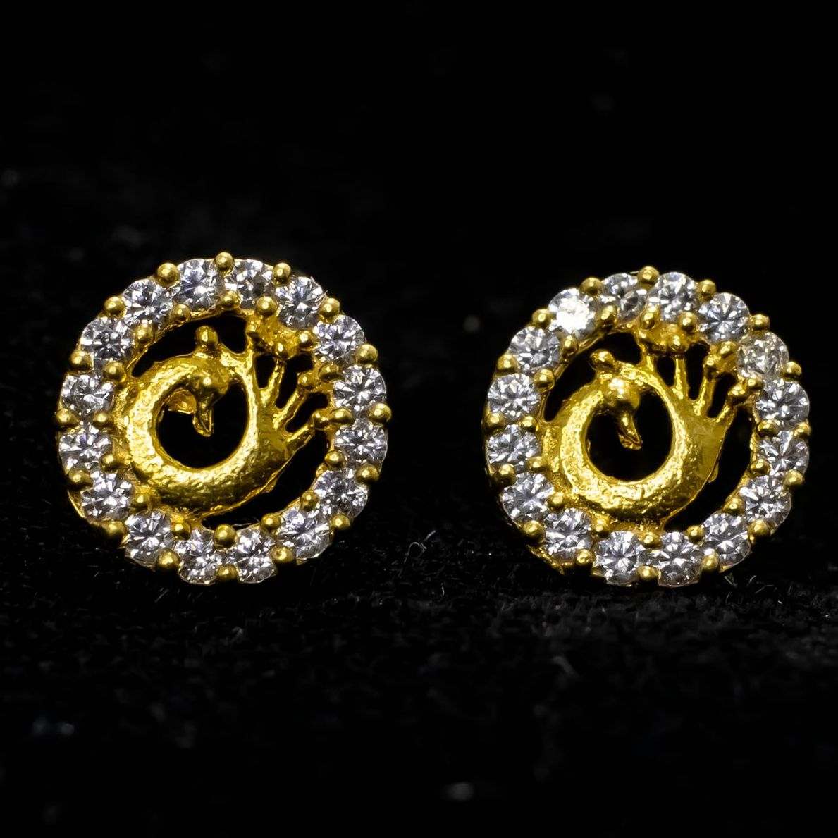 White Feathers 14KT Gold Eartop "14k020" for Women
