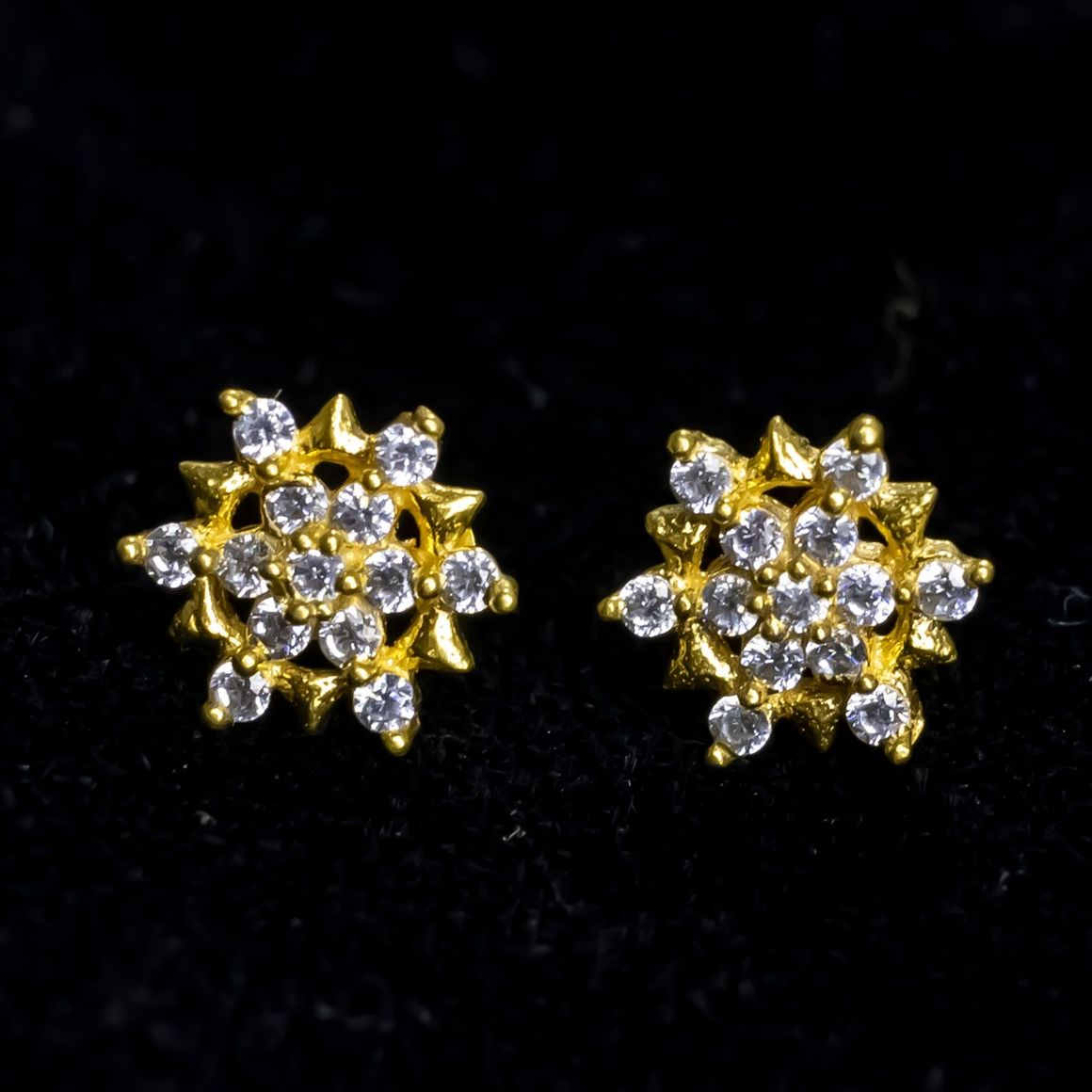 White Feathers 14KT Gold Eartop "14K013" For Women