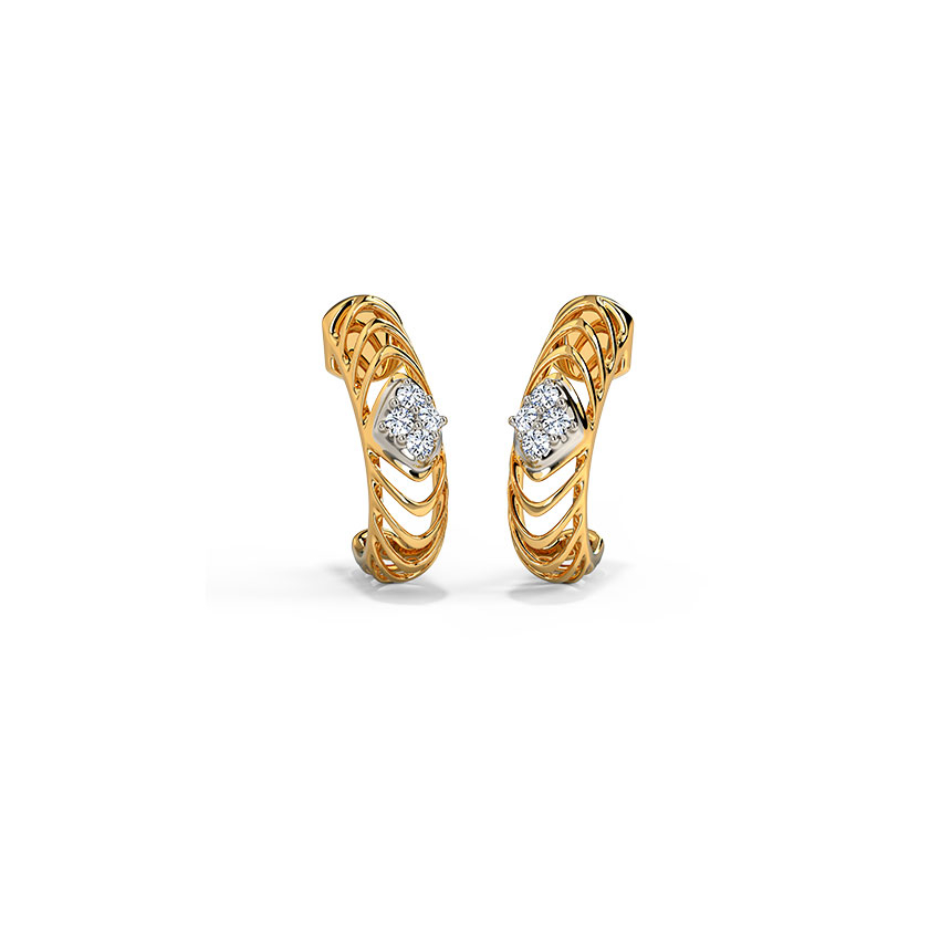 White Feathers Adhira Gleaming Diamond Hoop Earrings for women