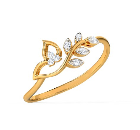 White Feathers Classic Leaves Diamond Ring for women