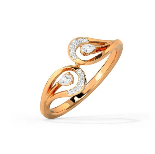 White Feathers Curvy Drop Diamond Ring for women