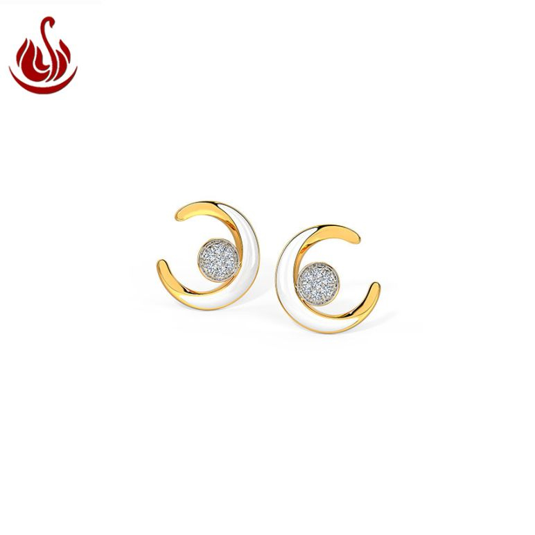 White Feathers Diana Shining Diamond Stud Earrings for women