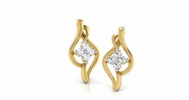 White Feathers Ellie Twisted Diamond Stud Earrings for women