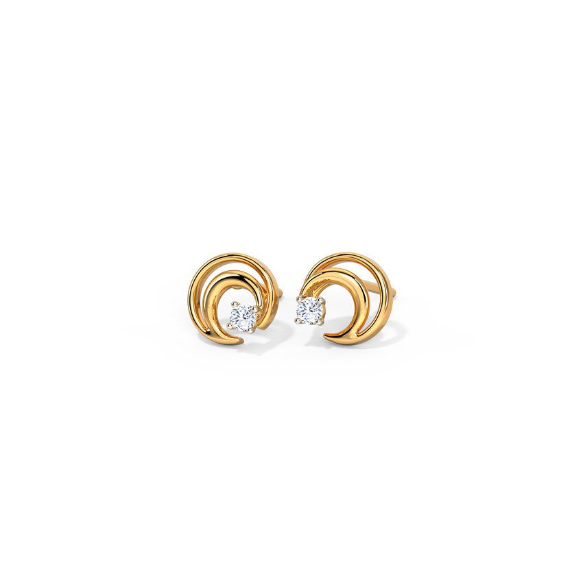 White Feathers Gleaming Circlet Diamond Stud Earrings for women