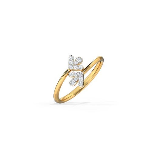 White Feathers Glinting Chevron Diamond Ring for women