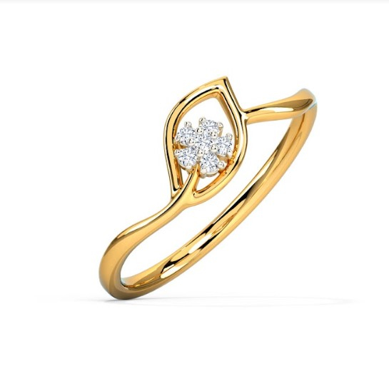 White Feathers Glinting Petal Diamond Rin for women