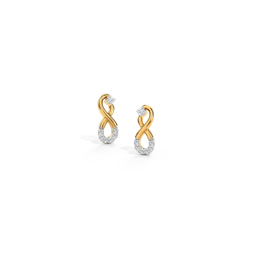 White Feathers Infinity Diamond Stud Earrings for women