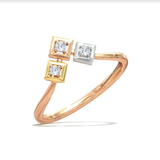 White Feathers Quad Triplet Diamond Ring for women