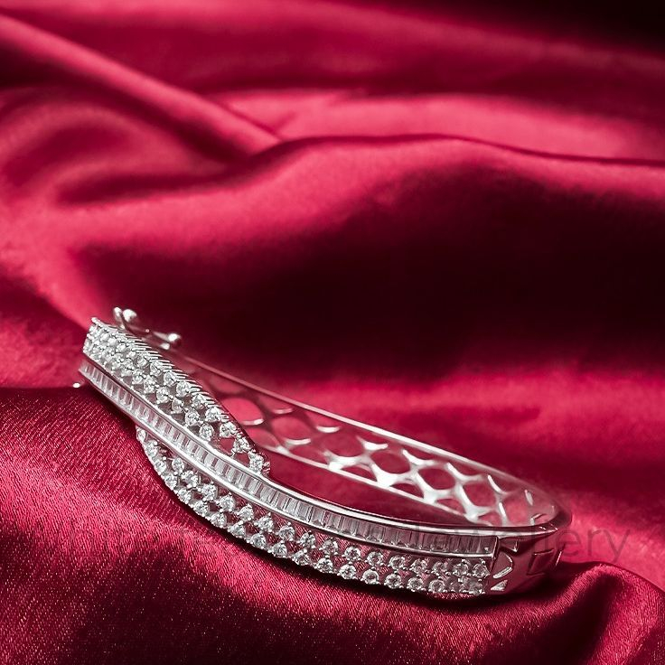 White Feathers Silver Bangles For Women