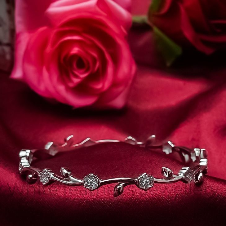 White Feathers Silver Braclet For Women