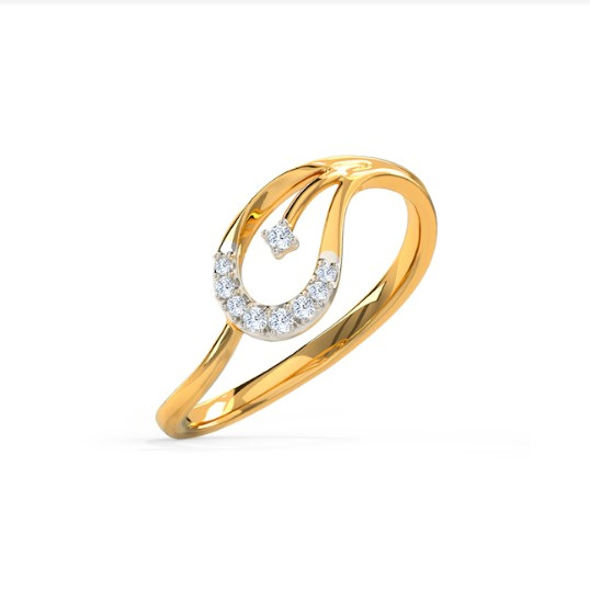 White Feathers Sleek Paisley Diamond Ring for women