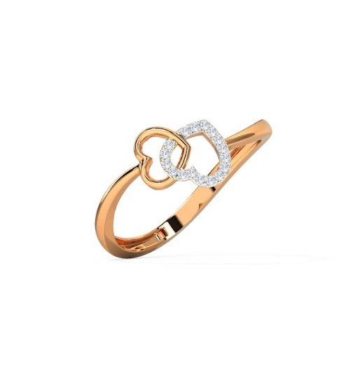 White Feathers Tangled Heart Diamond Ring for women