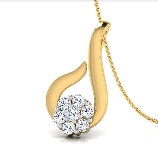 White Feathers Threaded Flower Diamond Pendant for women