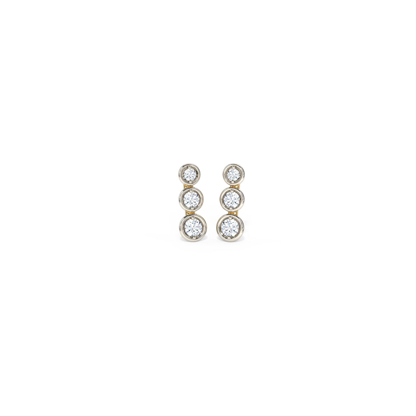White Feathers Triad Sparkle Diamond Stud Earrings for women