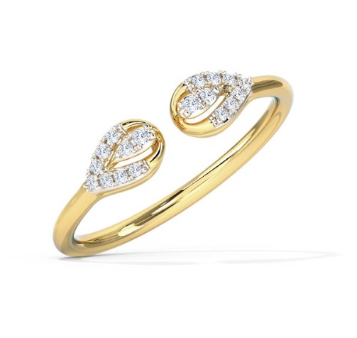 White Feathers Twin Drop Diamond Ring for women