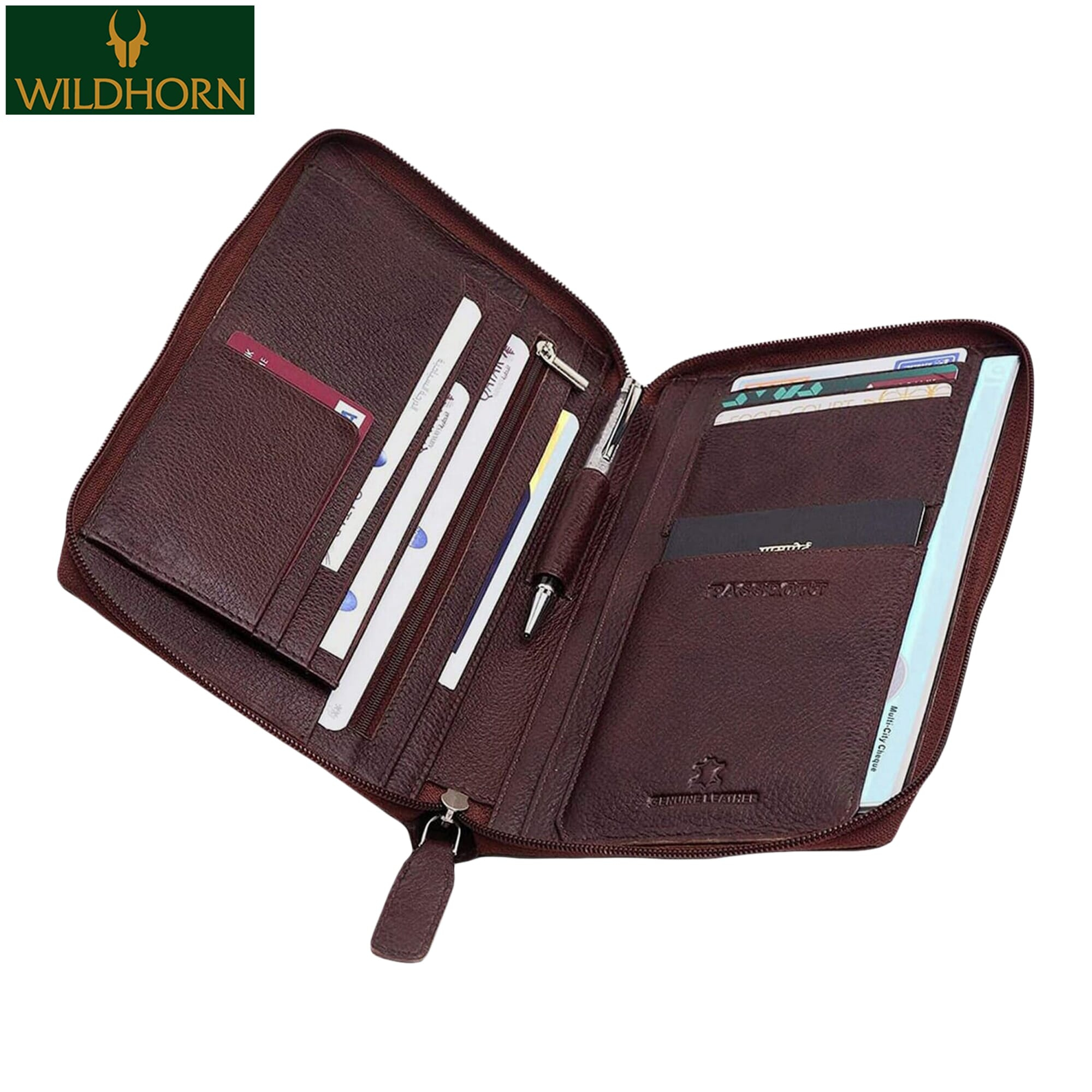 Wildhorn Brown Genuine Leather Travel Organizer - Passport Holder (Wh2030) - Purse For Men | Purse For Women | Bags