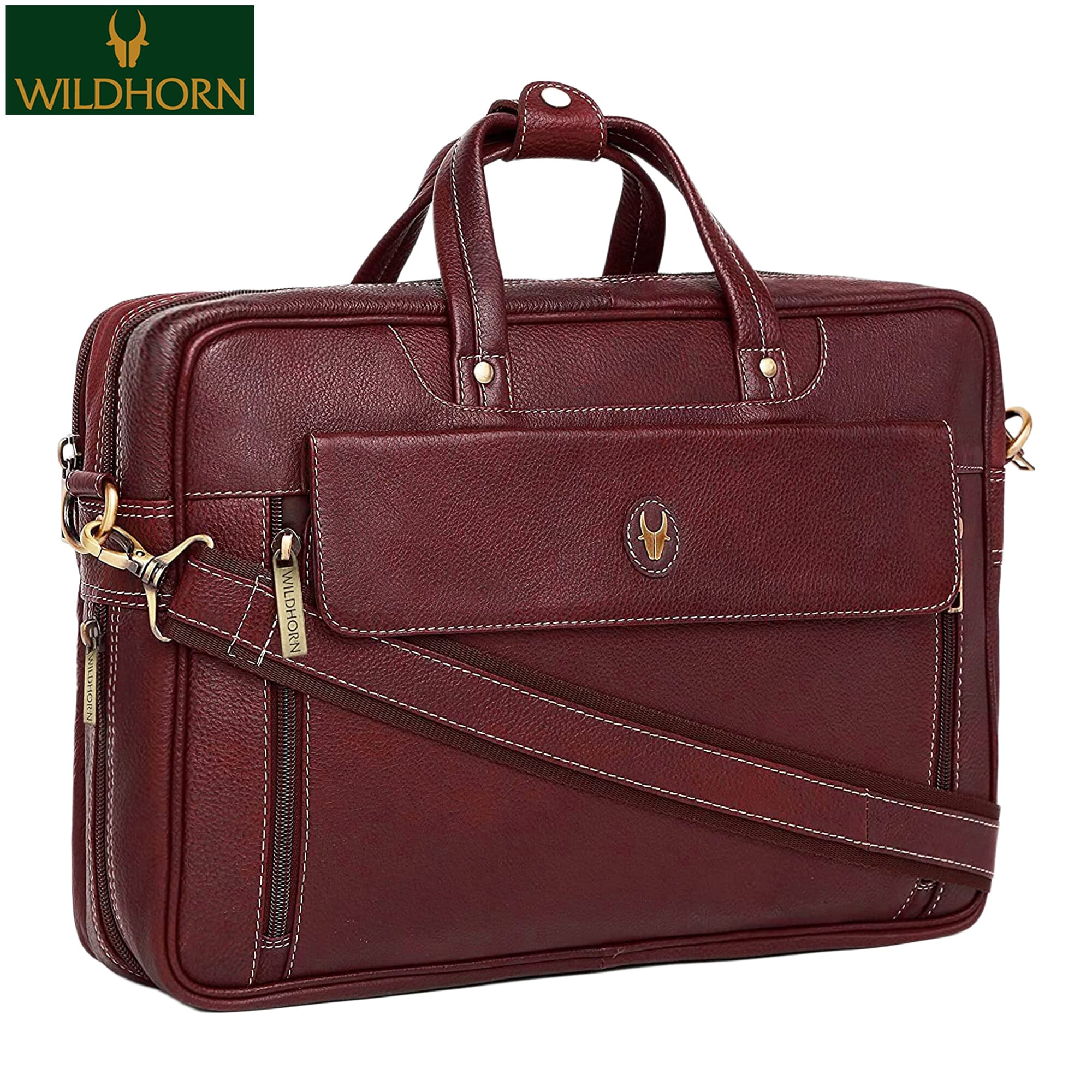 WildHorn Nepal Genuine Leather Laptop Bag fits laptop upto 15.5 inches