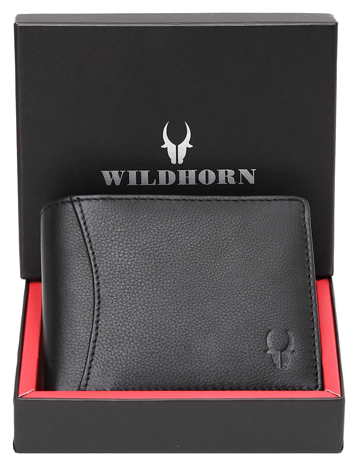 WildHorn Nepal Men's RFID Protected Leather Wallet (Pitch Black) WH 1173