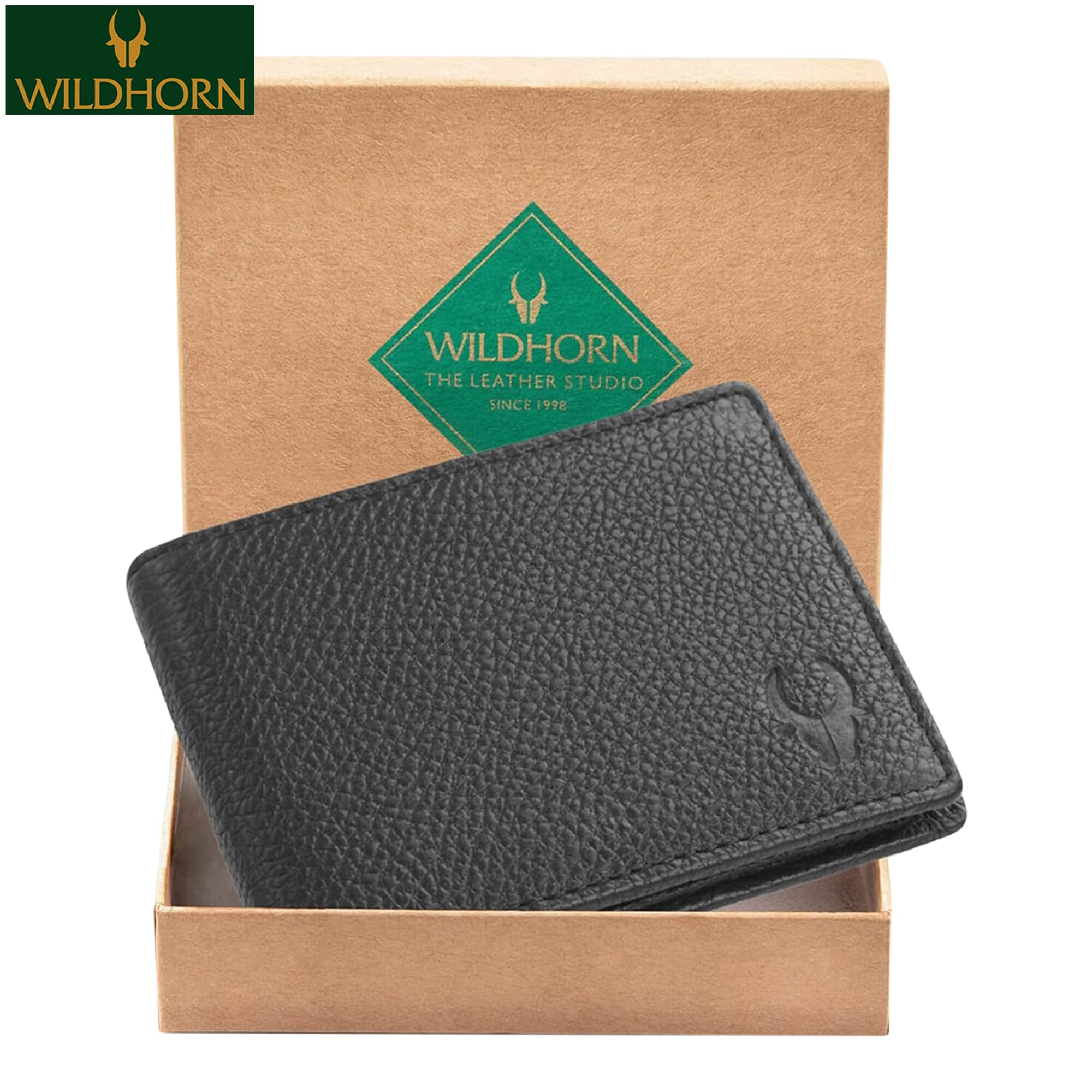 WILDHORN Nepal® Premium Top Grain Genuine Leather RFID Protected Wallet for Men (WHWA001MIDNIGHTBLACK)