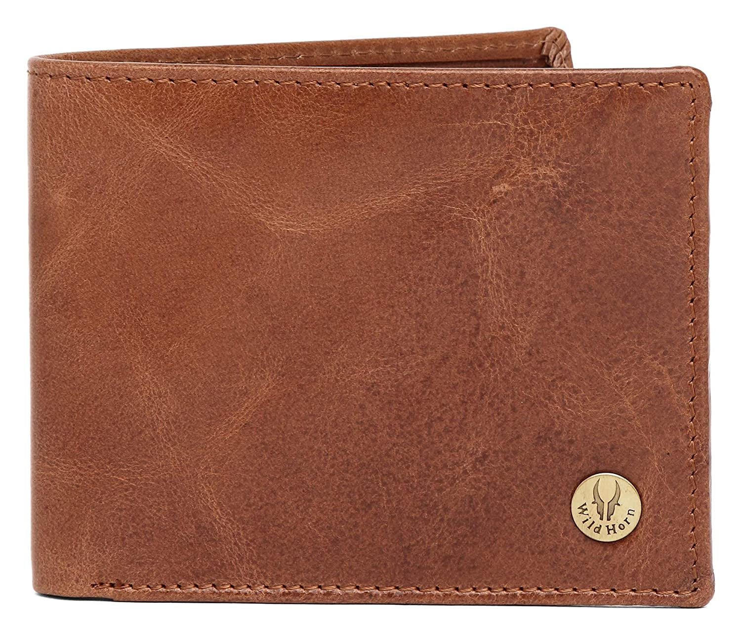 WildHorn Nepal RFID Protected Genuine Top Grain Leather Tan wallet (WH 2052 tan crunch)