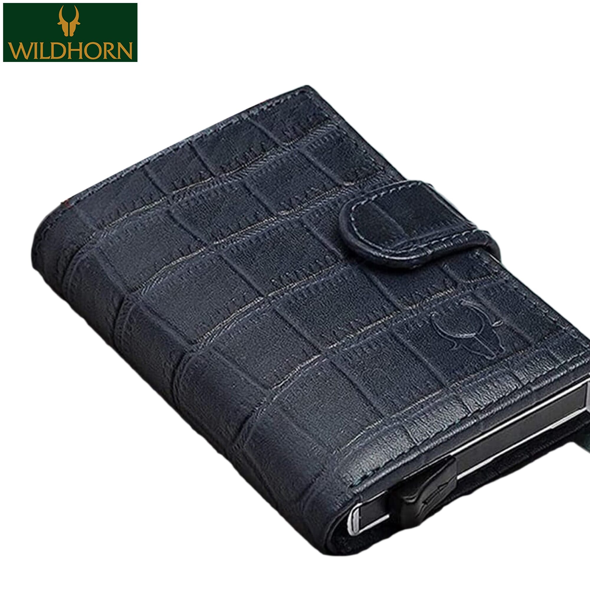 Wildhorn Nepal Rfid Protected 100% Genuine Leather Card Holder (Crd 001 Blue Croco) - Cardholder For Men And Women