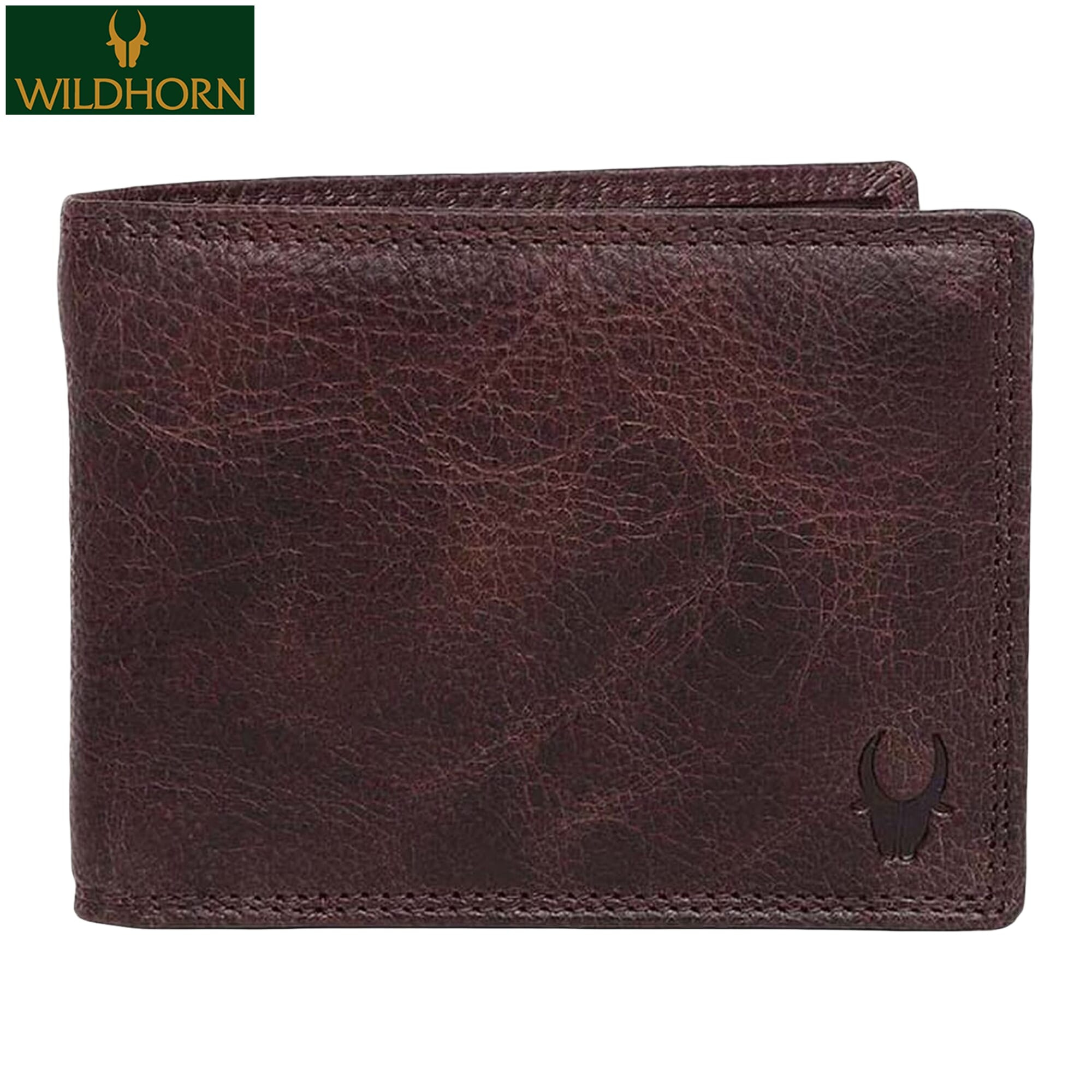 WildHorn Nepal RFID Protected 100% Genuine Crackle Brown leather wallet (WH 2016 crackle brown)
