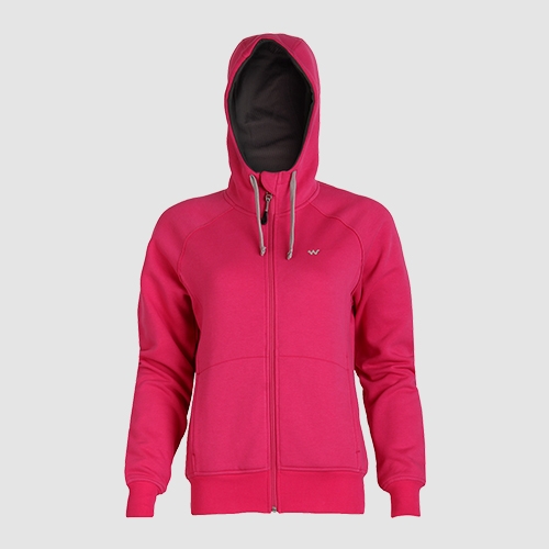 Wildcraft Women's Sweatshirt Zipper for Winter -Pink-M