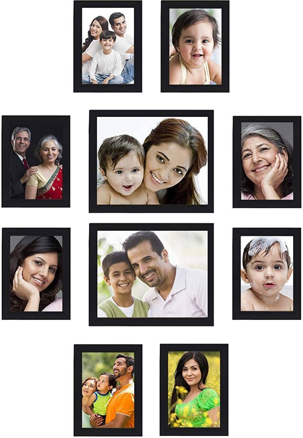 Wood Wall Decor Photo Frames Set of 10