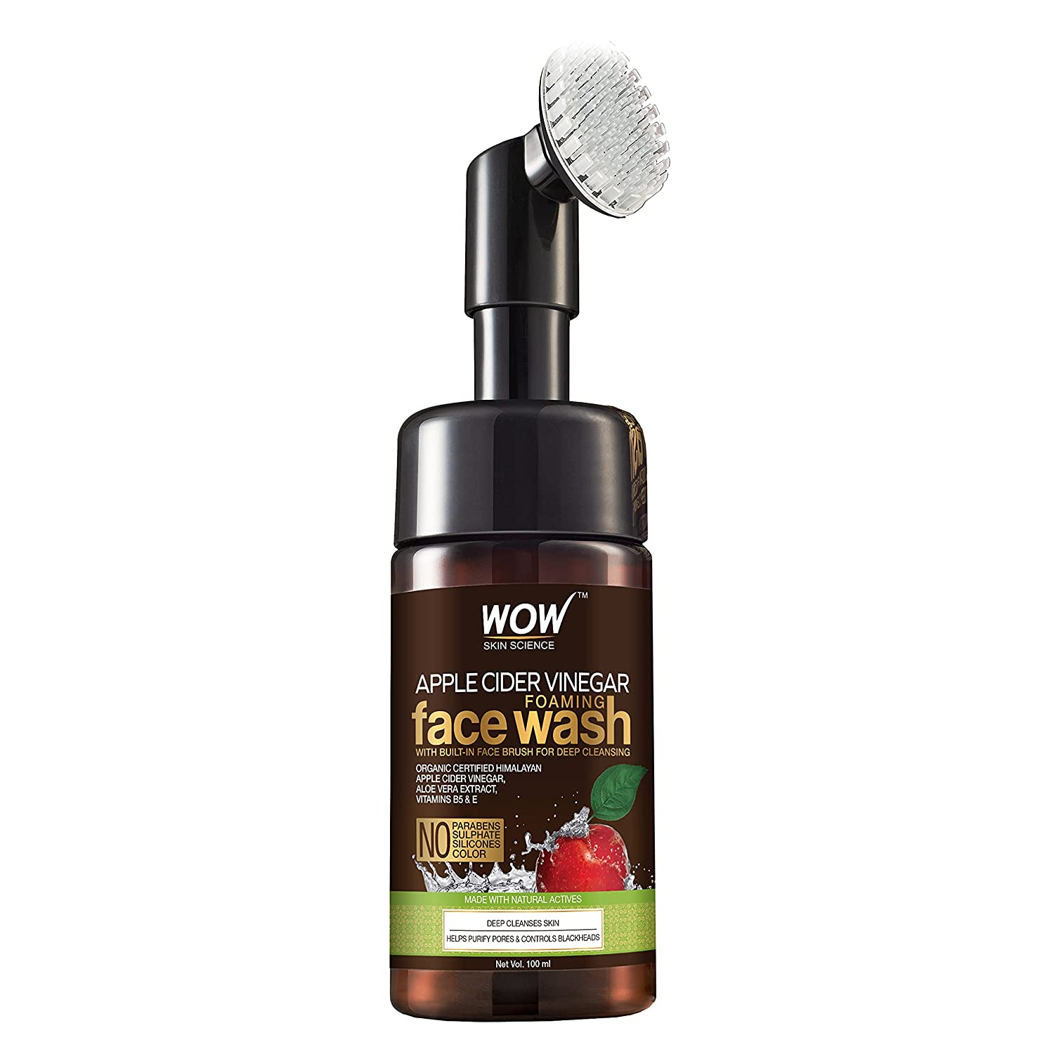 WOW Apple Cider Vinegar Foaming Face Wash With Built In Face Brush (150ml)