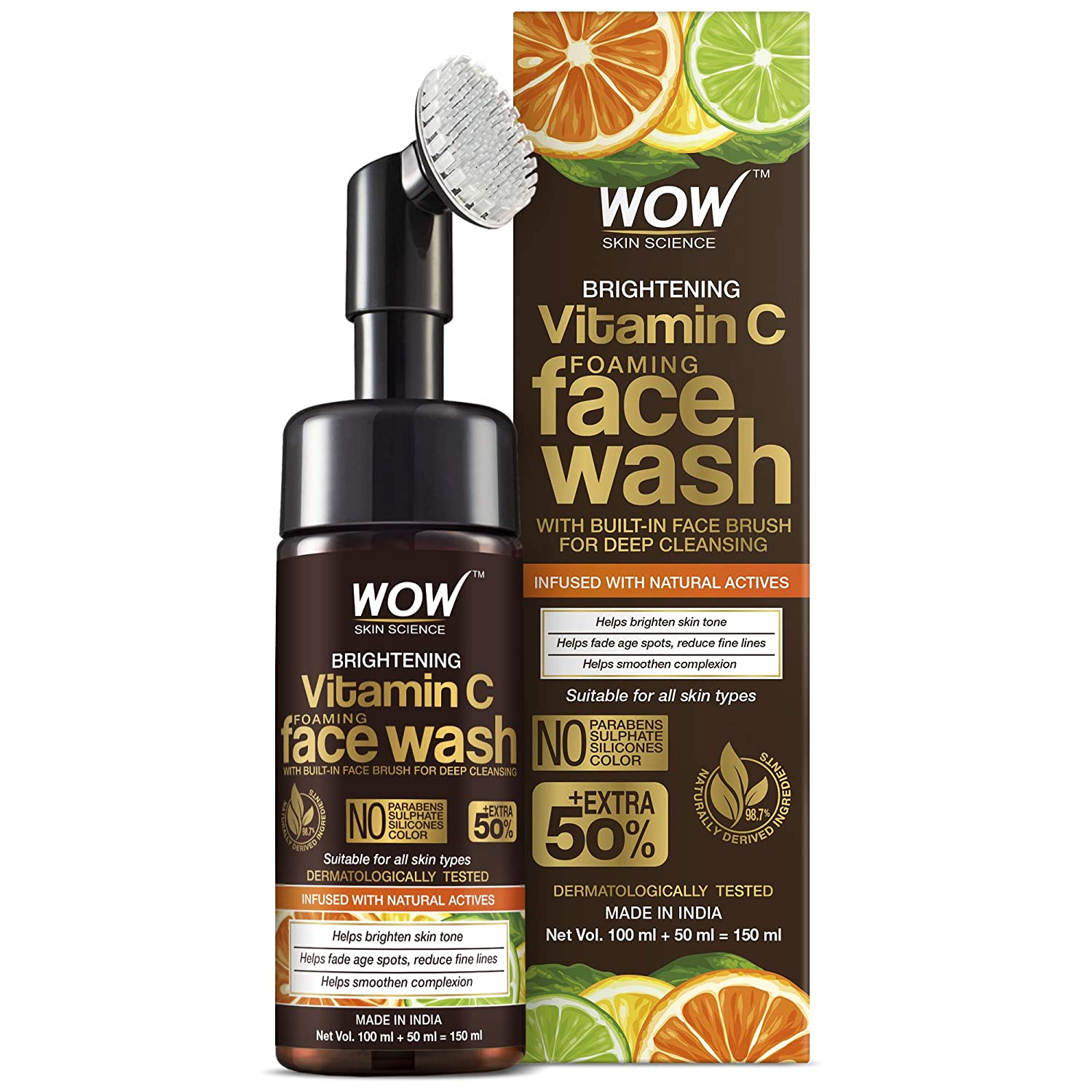 WOW Skin Science Vitamin C Foaming Face Wash with brush