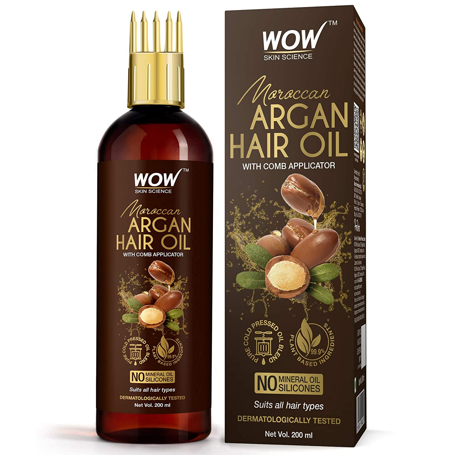 WOW Skin Science Moroccan Argan Hair Oil - with Comb